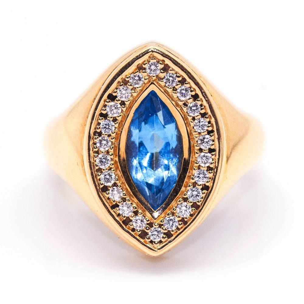 Bague marquise avec Topaze et Brillants
