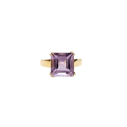 Bague en or jaune 18 carats et amethyste taille princesse - Taille EU60