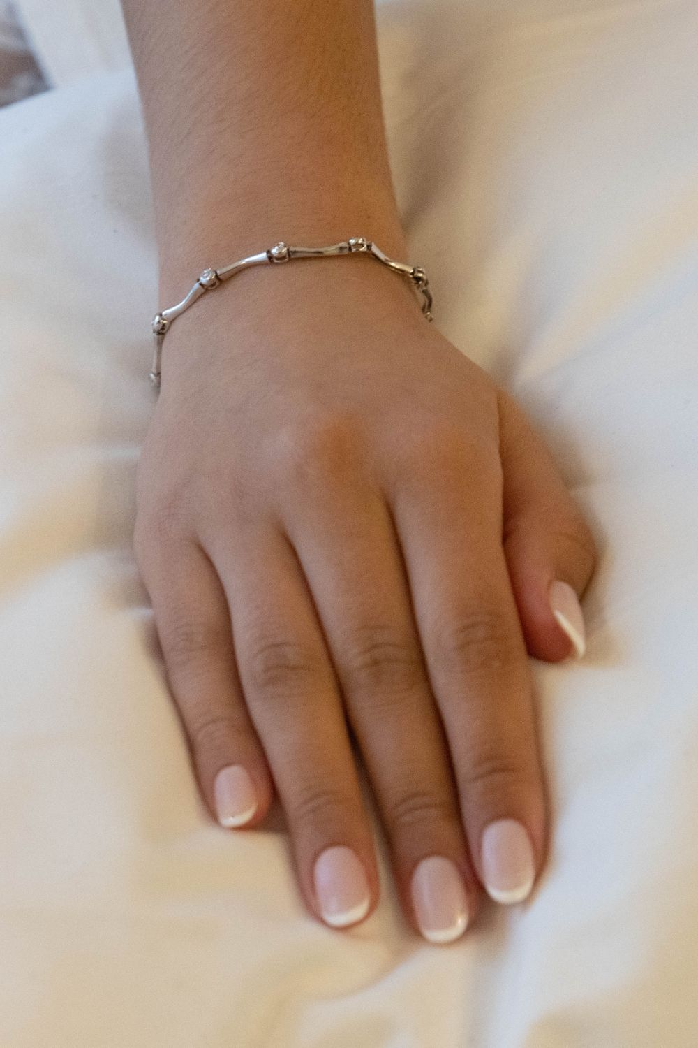 Bracelet maille massive en or blanc et diamant