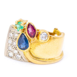 Boucles d'oreilles FLAIR en or et pierres précieuses. Occasion