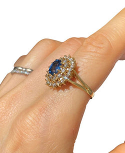 Bague en or jaune 18k saphir et diamants