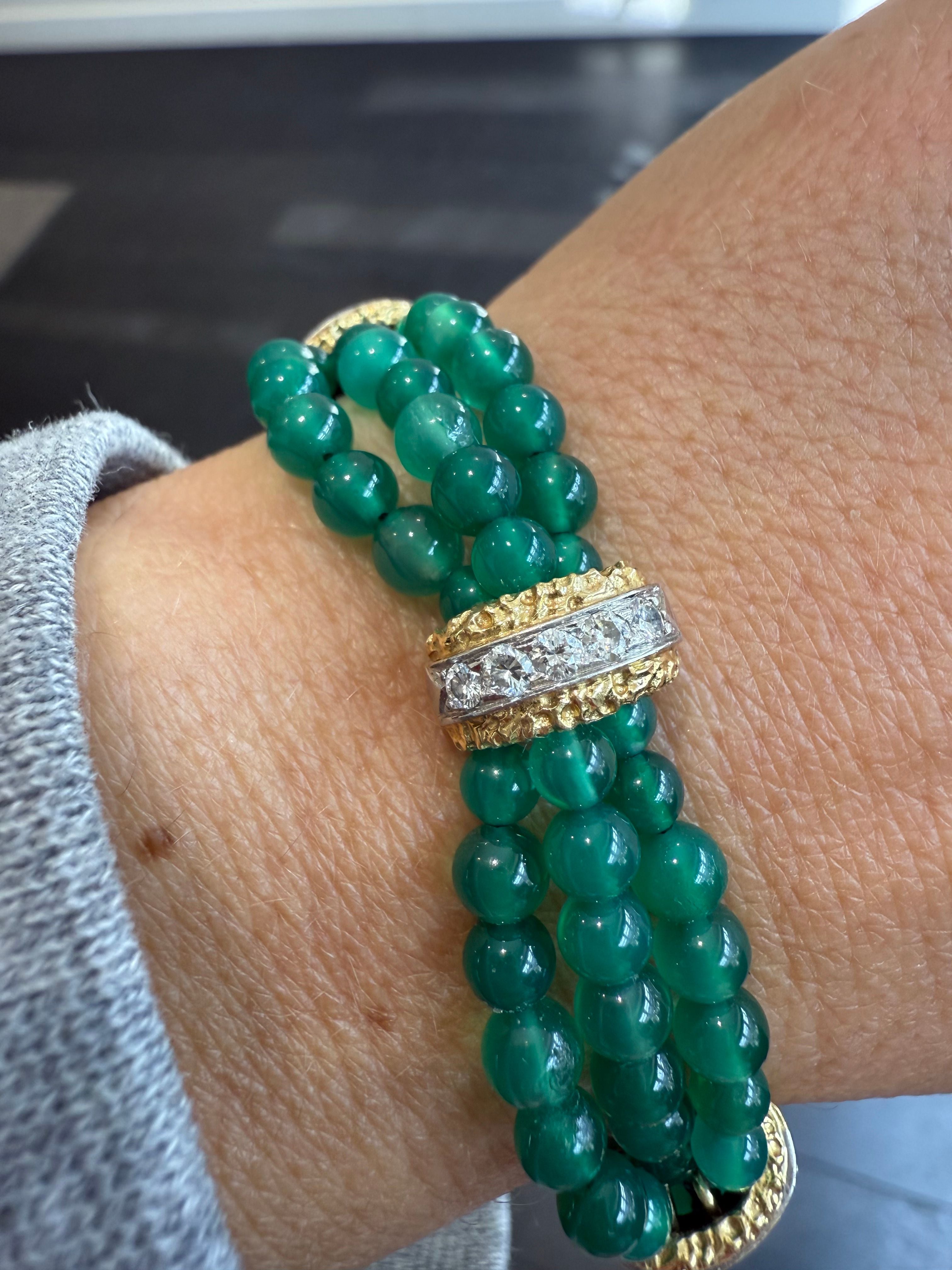 Van Cleef & ARPELS - Bracelet or jaune Chrysoprase et diamants
