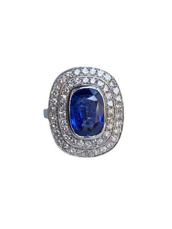 Bague en or blanc 18k saphir et diamants