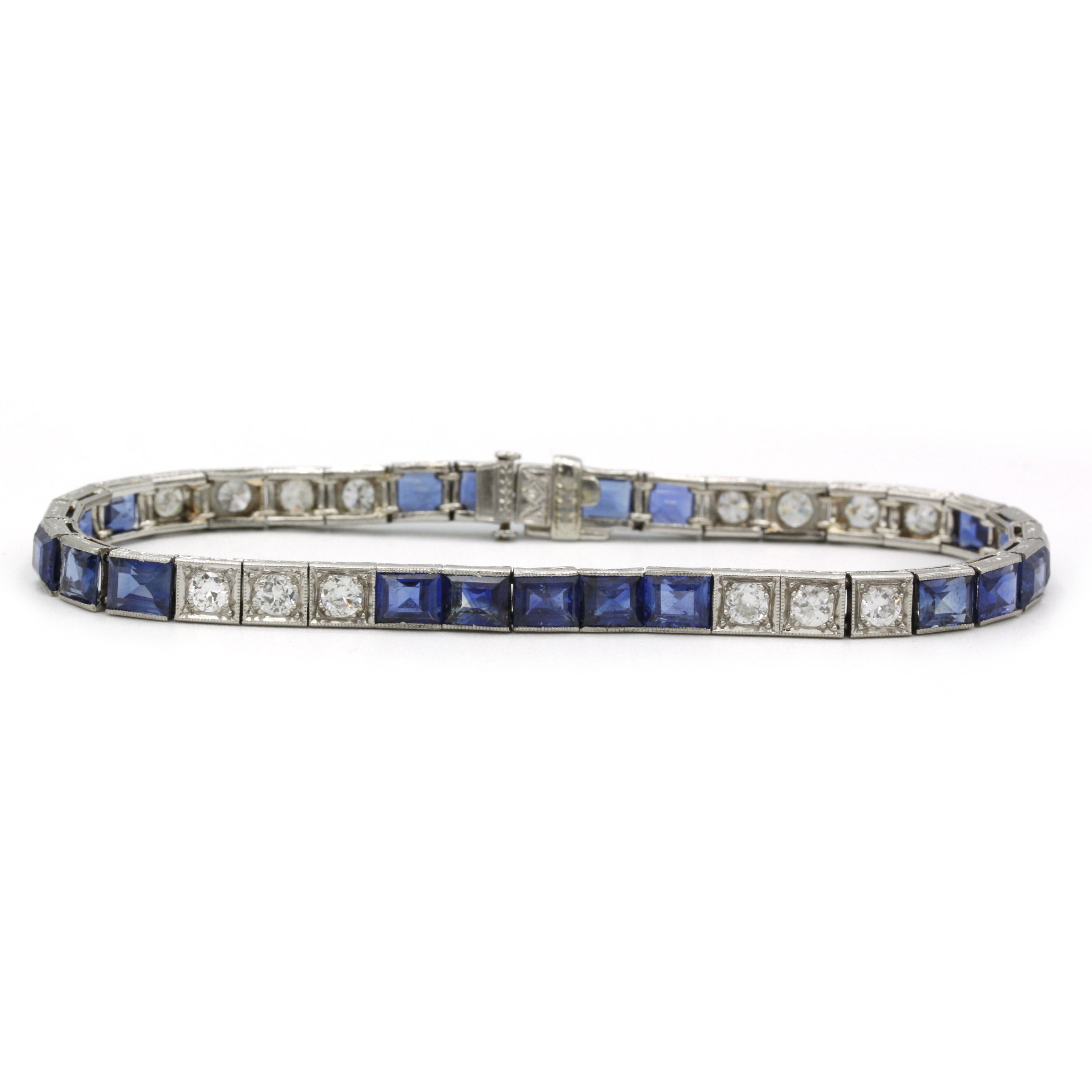 Bracelet - Platine, Saphirs & Diamants