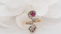 Bague Toi et Moi en or, rubis et diamants