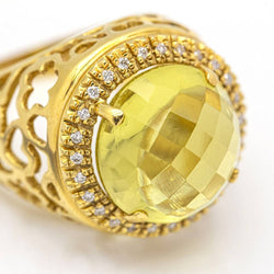 Bague en diamant et quartz citron