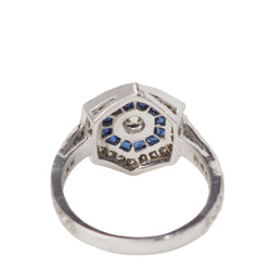 Double entourage ring in white gold, sapphires and diamonds