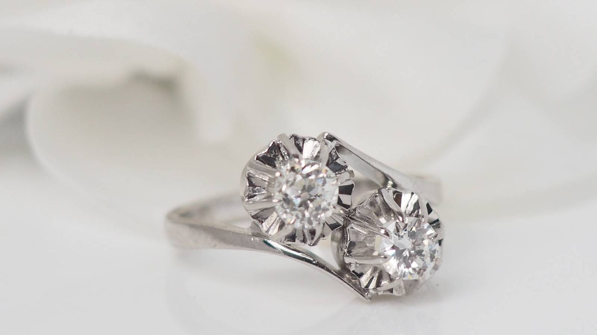 Bague Toi et Moi en or gris et diamants