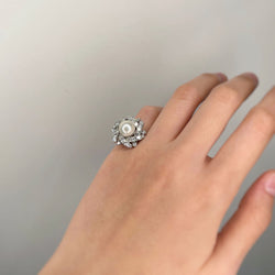 Bague - Platine, Diamants & Perle