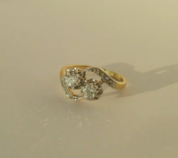 Bague Toi et Moi en or jaune et platine