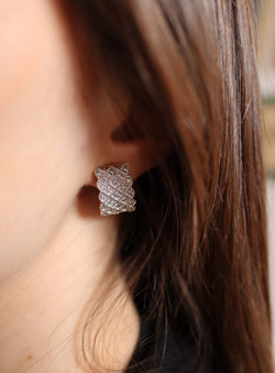 Boucles d'oreilles Pavées en or jaune et blanc et diamants