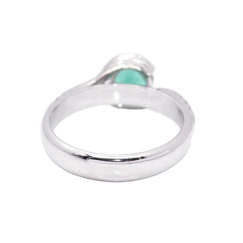 Bague Solitaire en or blanc, émeraude et diamant