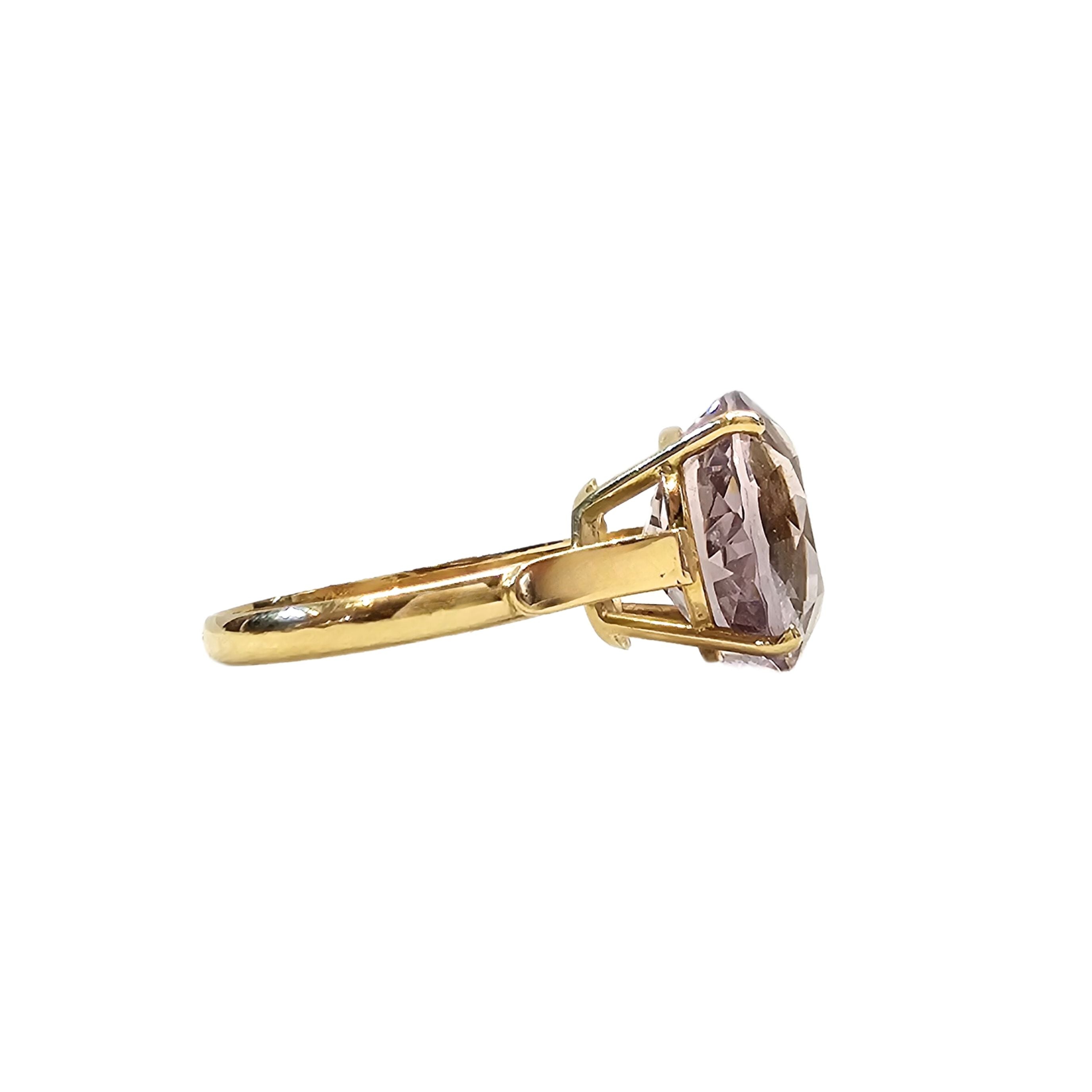 Bague en or jaune 18 carats et amethyste naturelle - Taille EU61