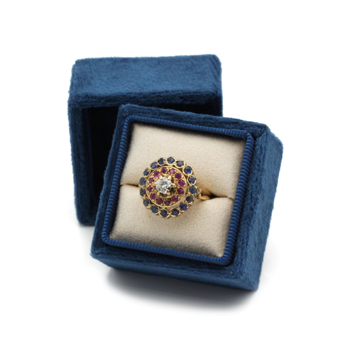 Bague - Or, rubis, saphirs et diamants