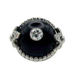 Bague Dôme en platine, onyx et diamants