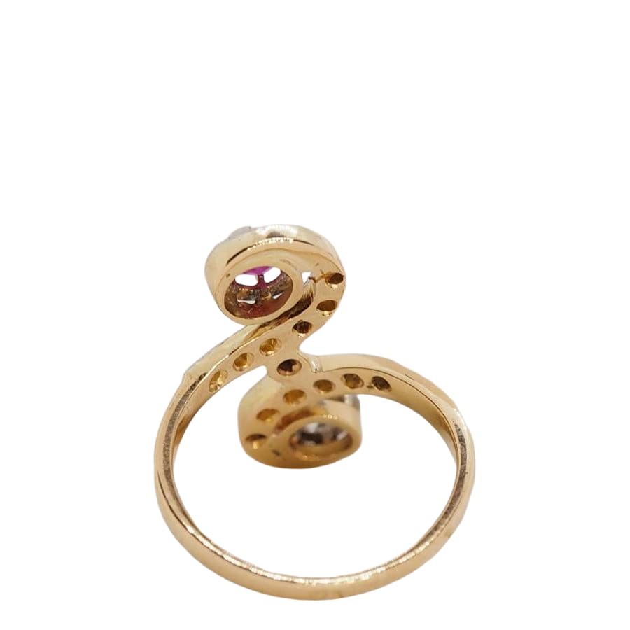 Bague Toi et Moi en or, rubis et diamants