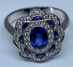 18k gold sapphire and diamond daisy ring