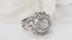 Vintage dome ring in Palladium and diamonds 