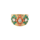 Bague VAN CLEEF & ARPELS en or jaune, corail, émeraude et diamants