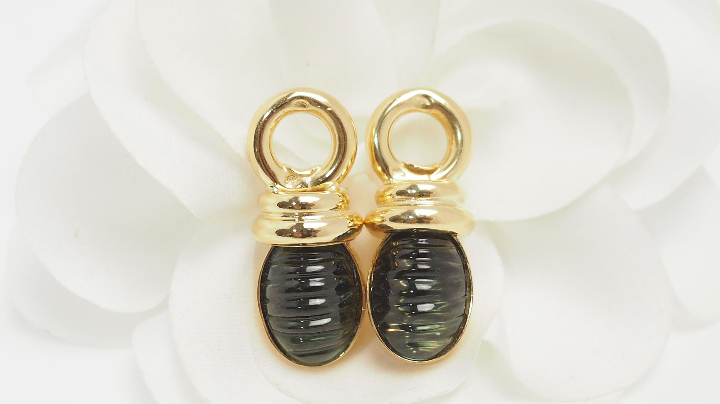 Boucles d'oreilles en or jaune et tourmalines