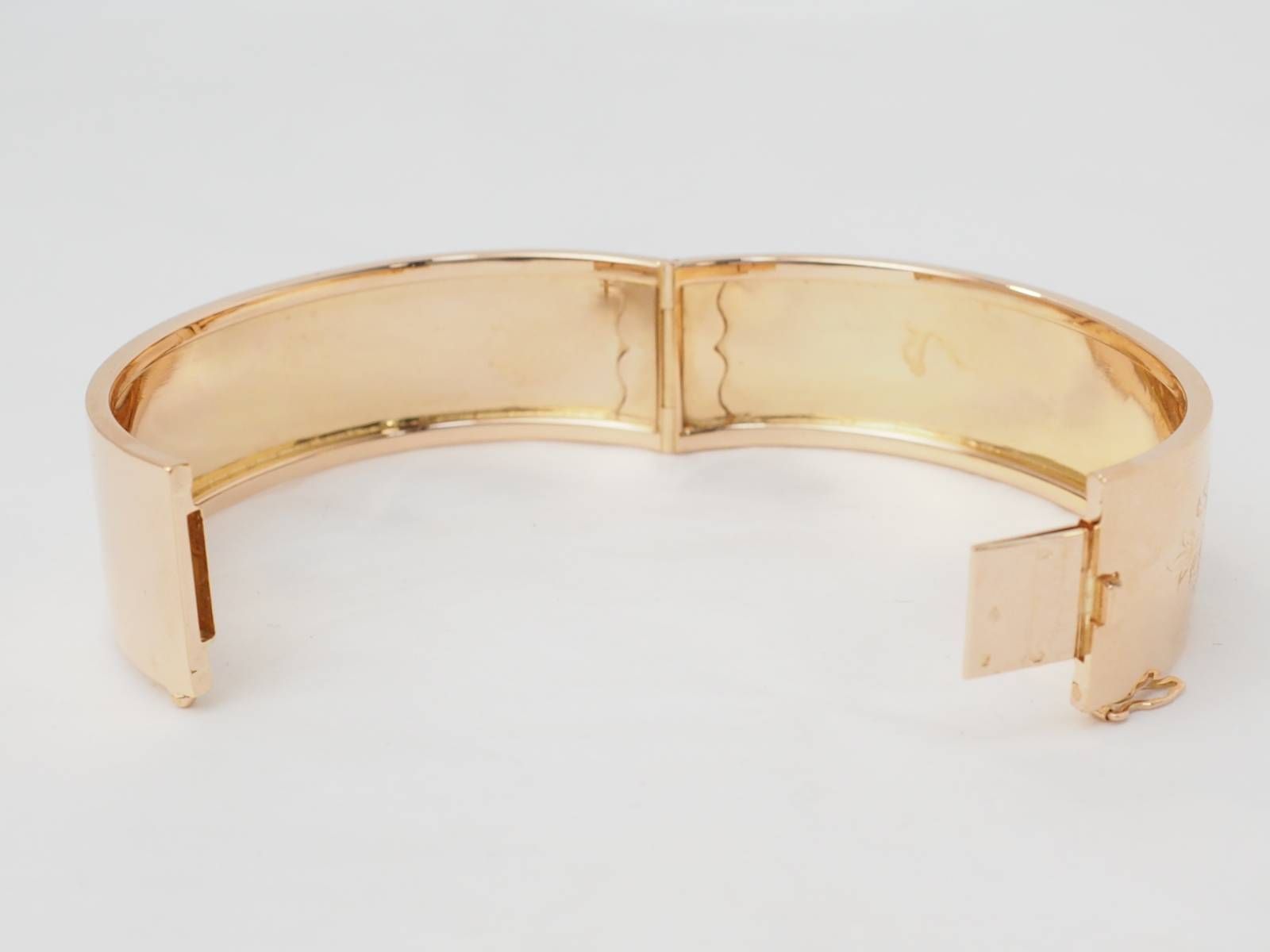 Bracelet jonc décor floral en or rose