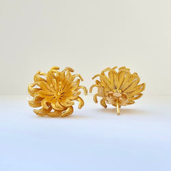 Boucles d’oreilles motif floral en or jaune 18 carats