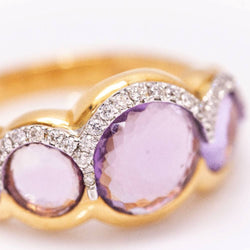 Bague en or rose avec améthyste
