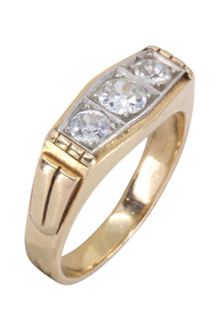 Bague jarretière Art-déco en or jaune et diamants
