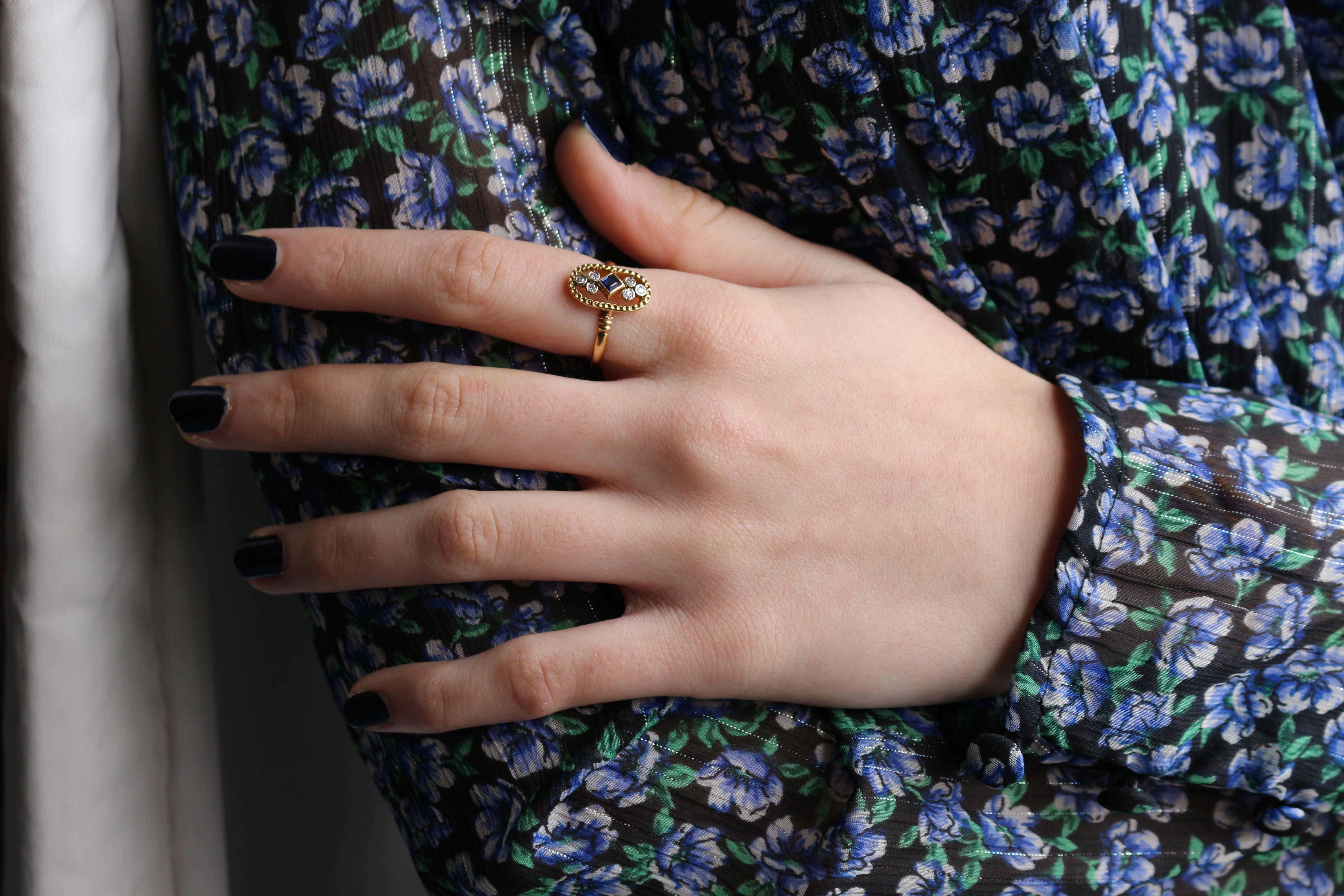 Oval Openwork Sapphire Ring