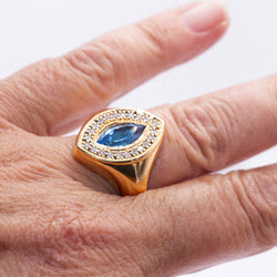 Bague marquise avec Topaze et Brillants