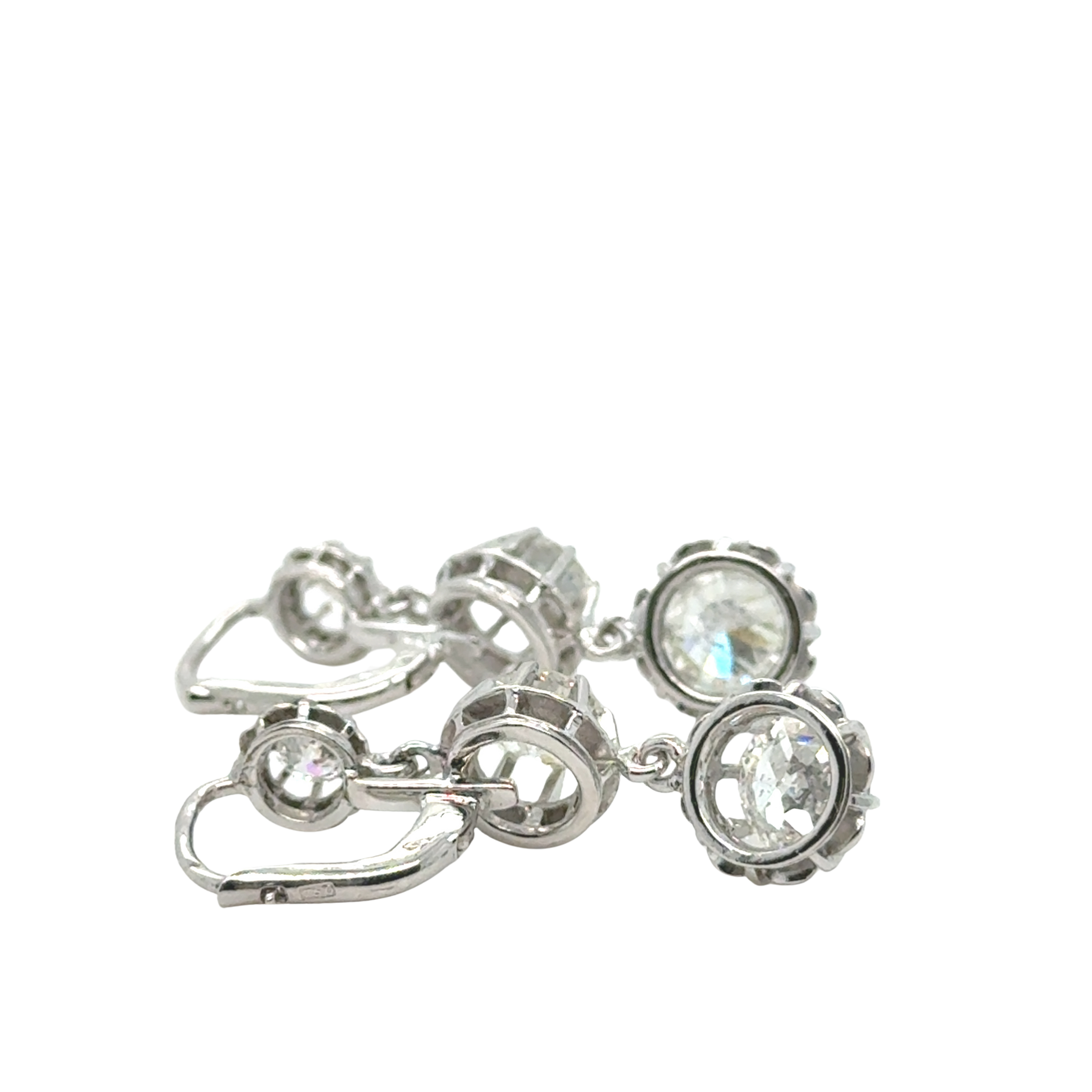 Paire de Boucles d’oreilles Or blanc et Diamants - Année 1940