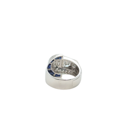 Art Déco - Bague platine - Diamants et Saphirs