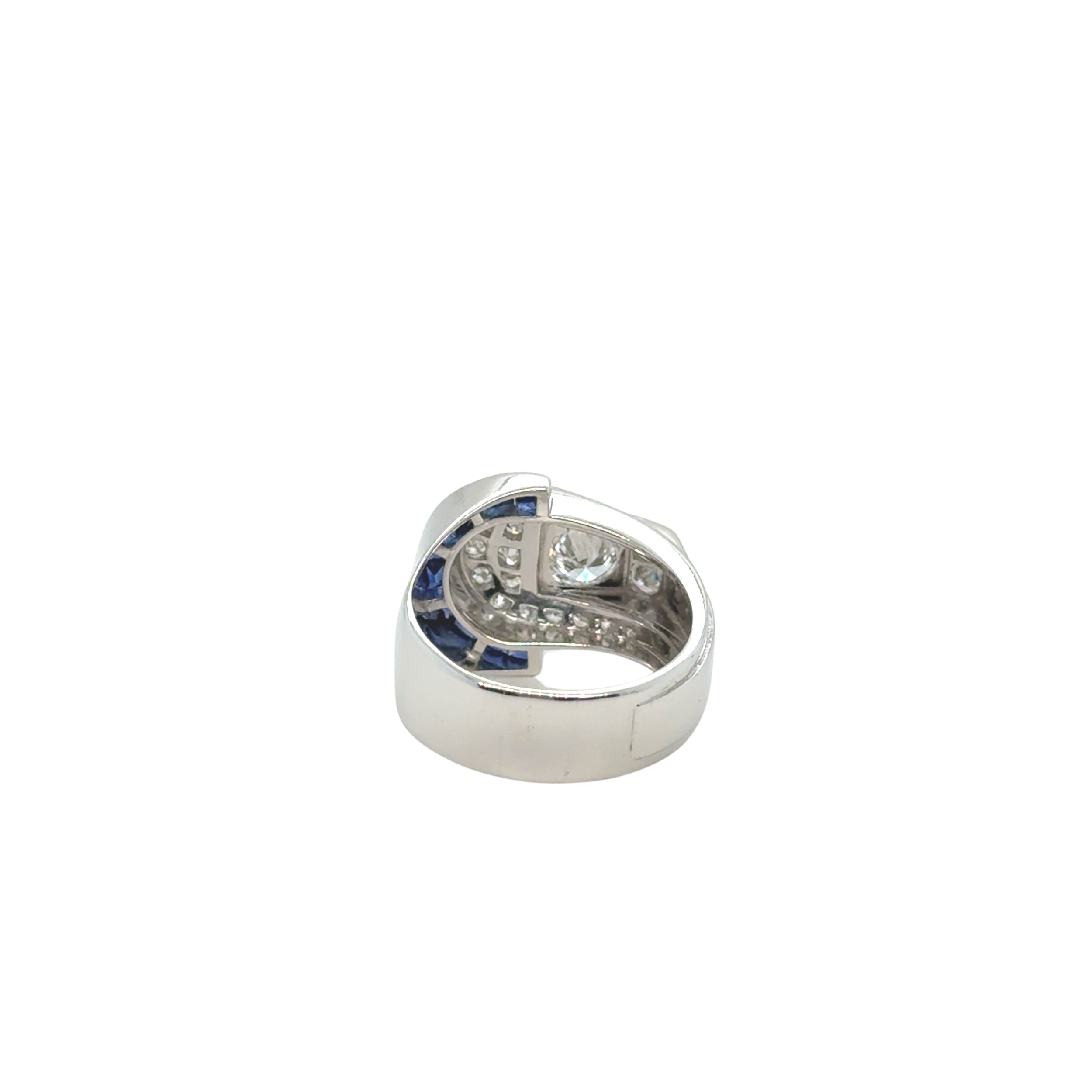 Art Déco - Bague platine - Diamants et Saphirs