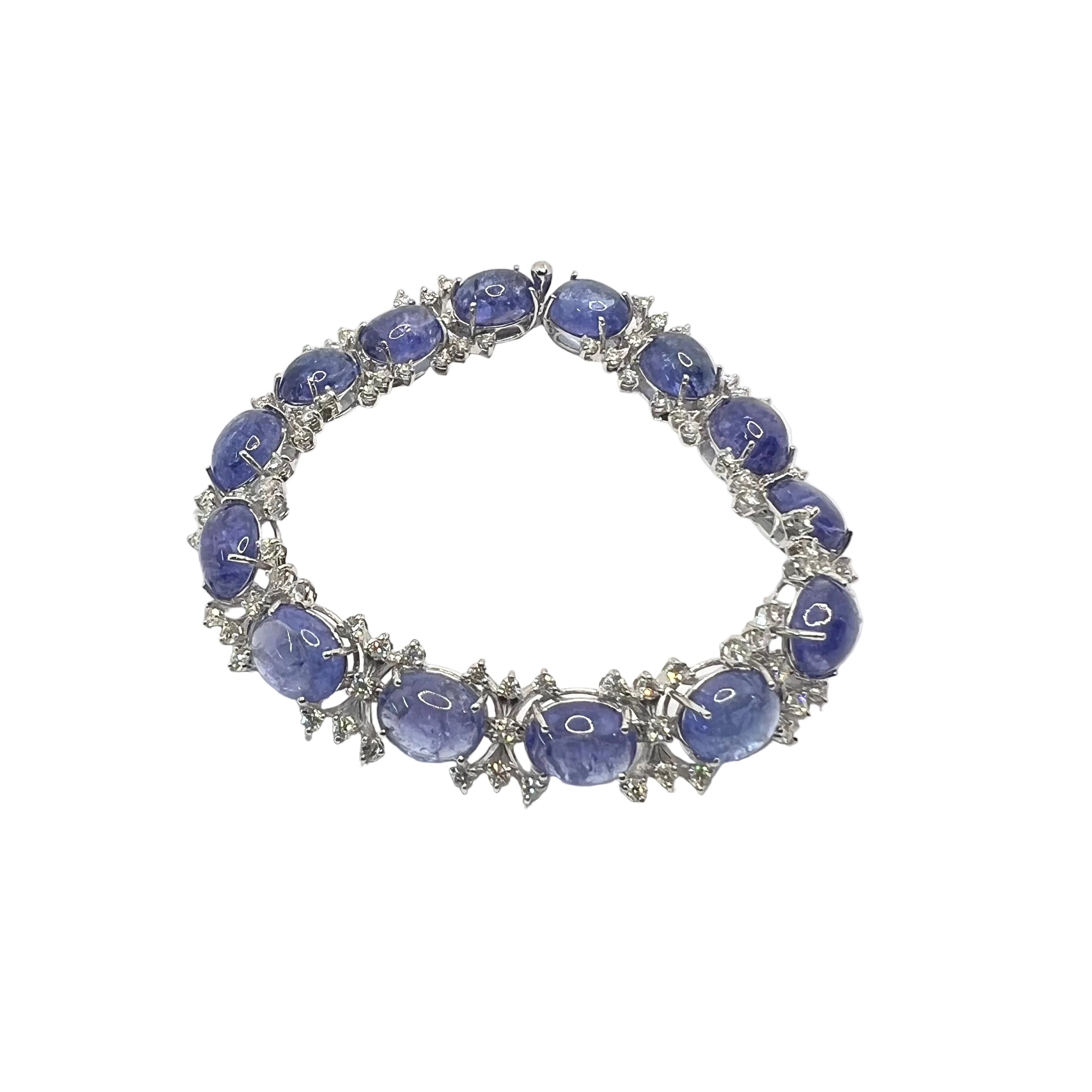 Bracciale oro 18 kt con diamanti naturali e tanzaniti naturali