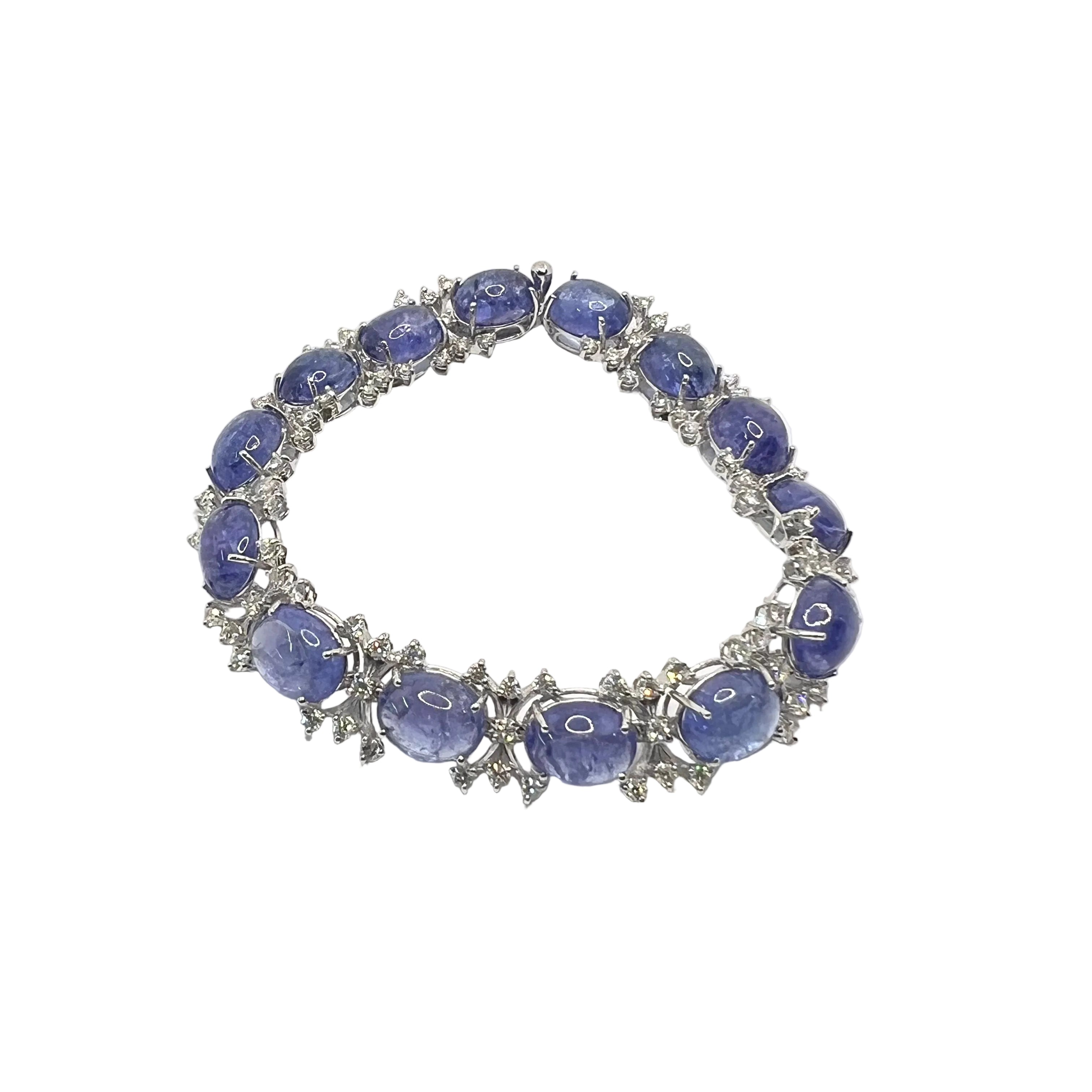 Bracciale oro 18 kt con diamanti naturali e tanzaniti naturali