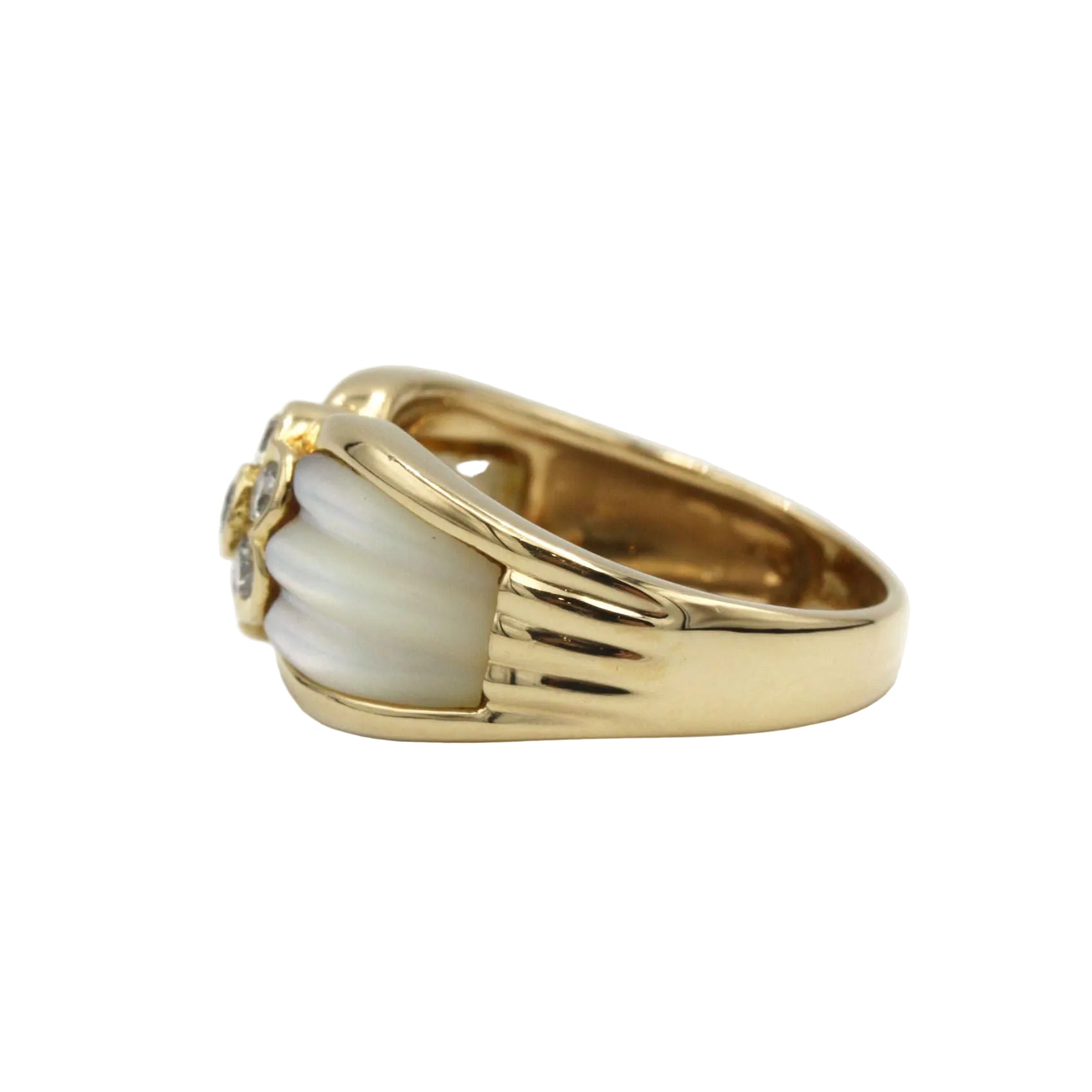 Bague jonc en or jaune et cristal de roche et diamants