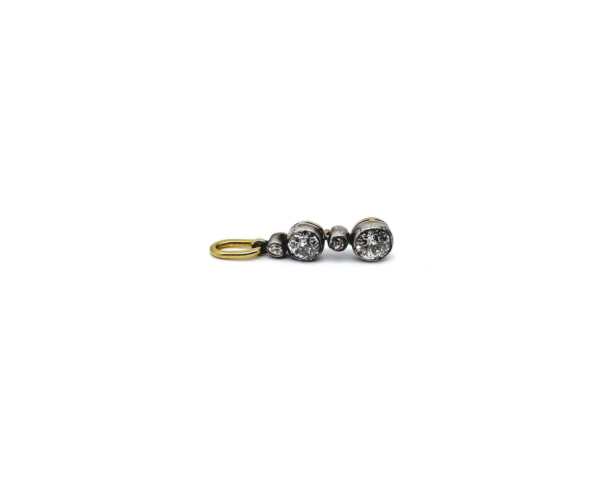 Pendentif ancien diamants en or jaune et argent
