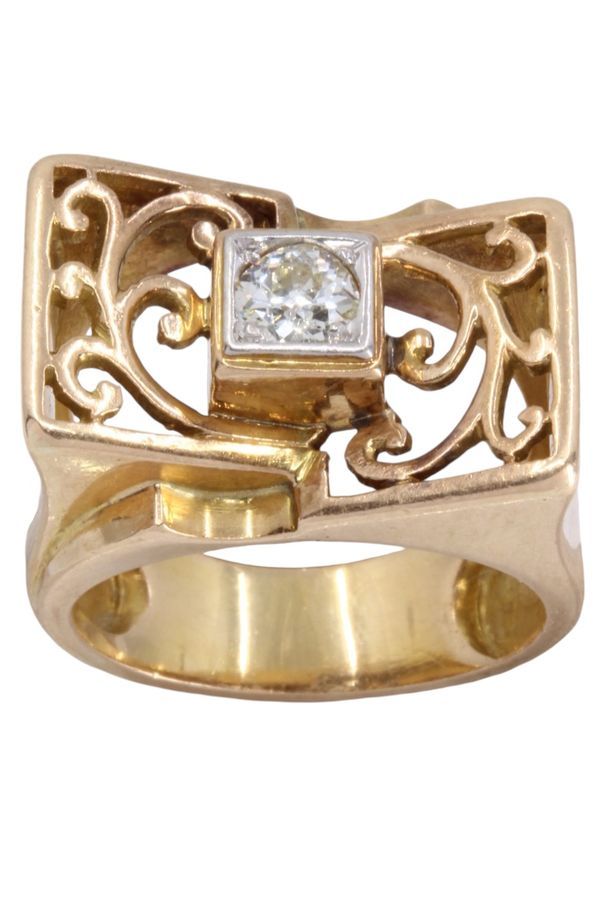 Bague Tank diamant en or jaune