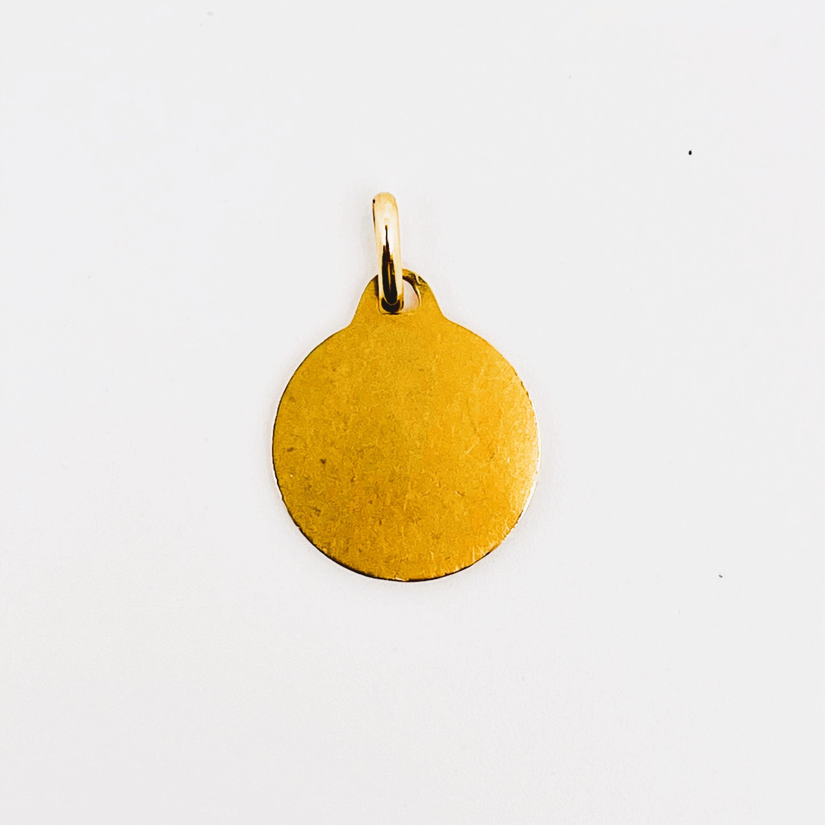 Médaille d'amour AUGIS ronde vintage en or jaune