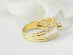 Bague solitaire en or jaune et diamants