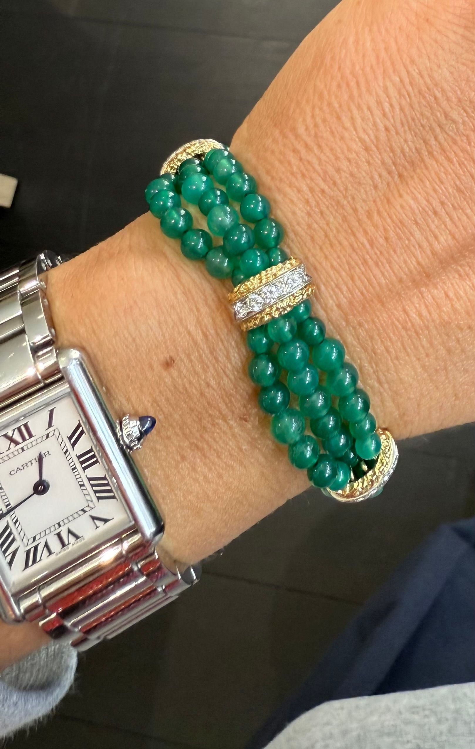 Van Cleef & ARPELS - Bracelet or jaune Chrysoprase et diamants