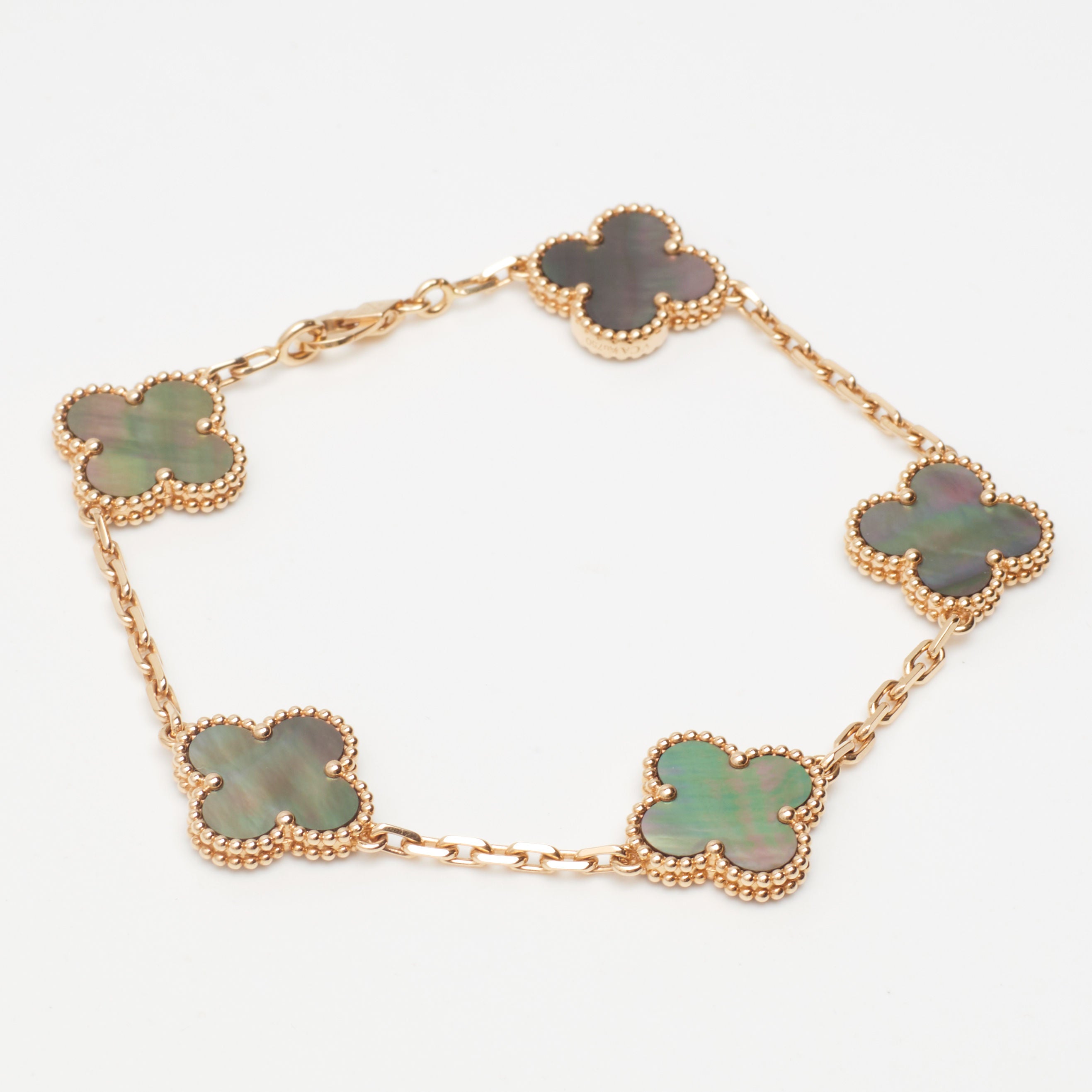 Bracelet Van Cleef & Arpels SPECIAL ORDER Vintage Alhambra 5 motifs nacre grise en or rose