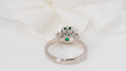 White gold, emerald and diamond ring 