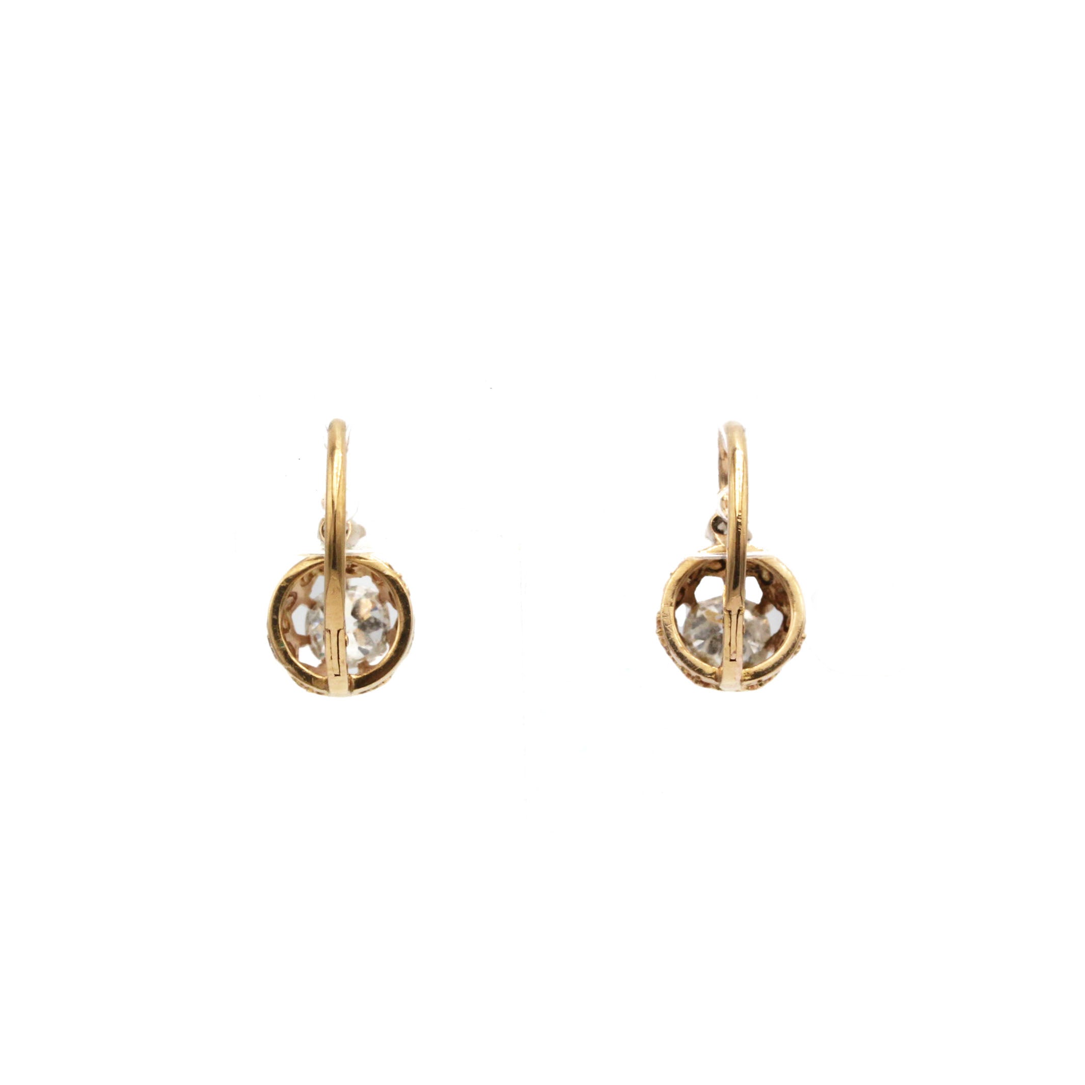 Boucles d'oreilles Dormeuses - Or rose & Diamants