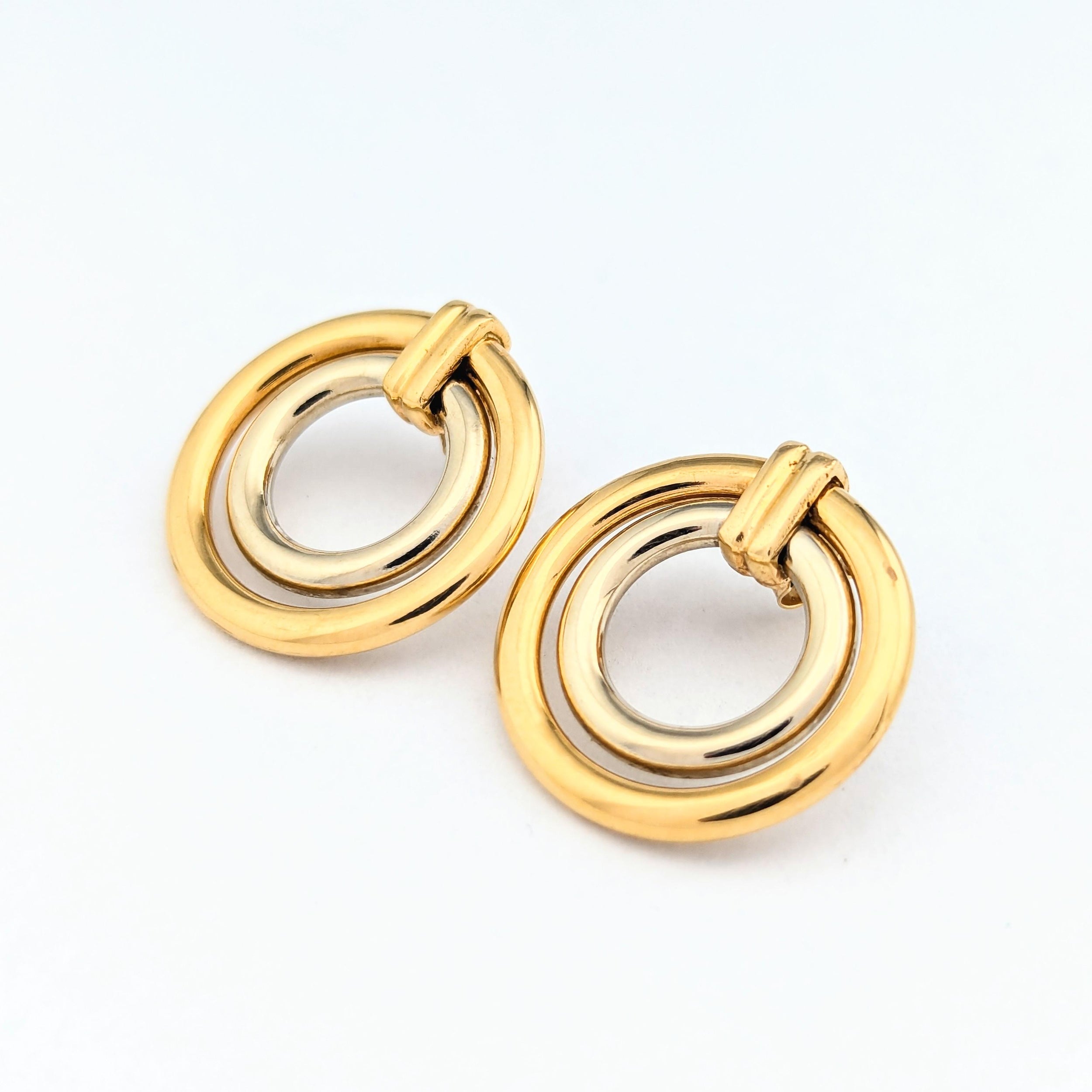Earrings in yellow and white gold