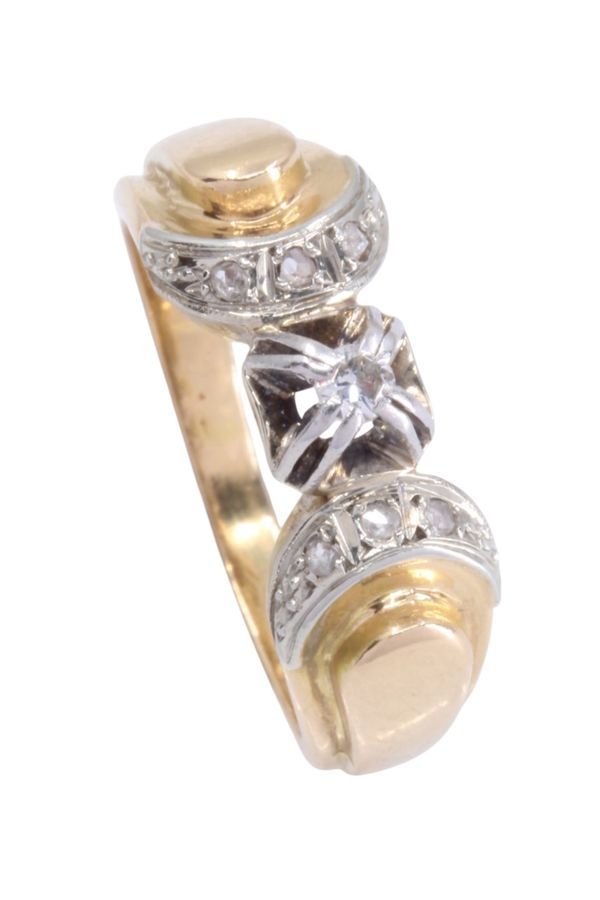 bague ancienne diamants en or jaune et blanc