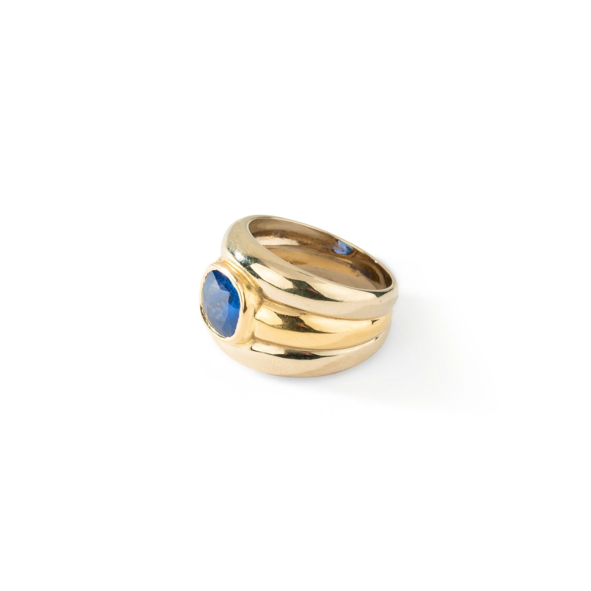 Bague Jonc en Or jaune et blanc et Saphir