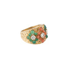 Bague VAN CLEEF & ARPELS en or jaune, corail, émeraude et diamants