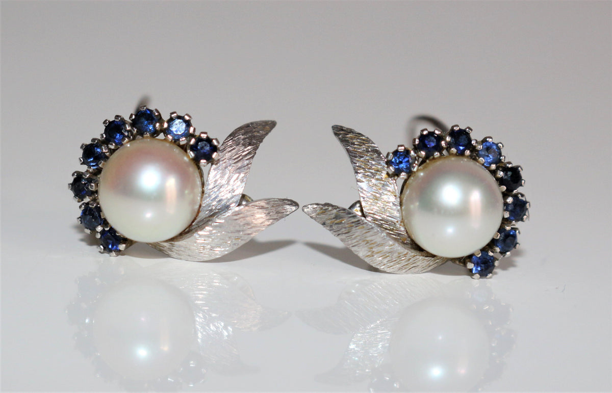 Boucles d'Oreilles Clips Perle Et Saphirs