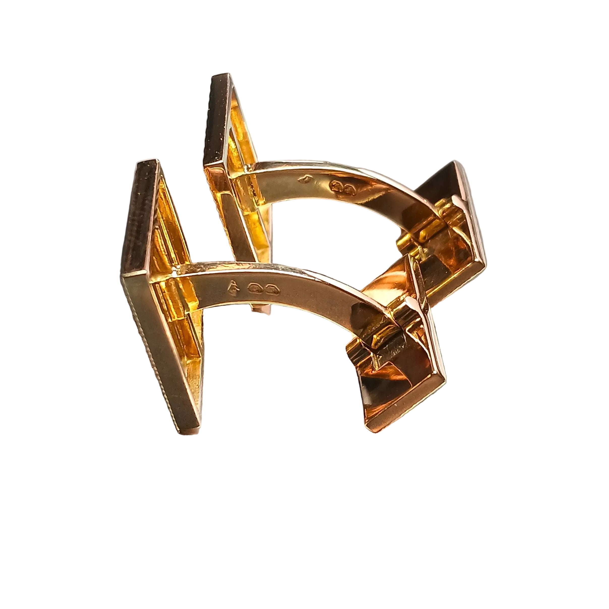 Boutons de manchette guillochés en or jaune